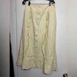 Free People Lemon Frost Button-Front Maxi Skirt – Size S